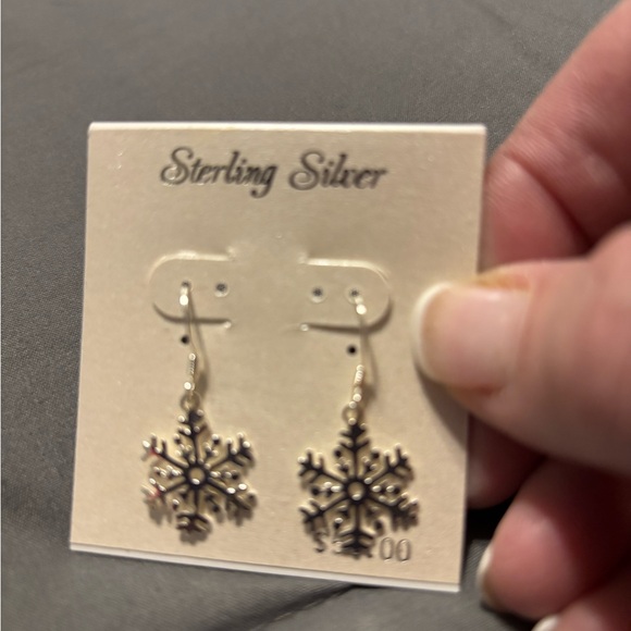 Sterling Silver Snowflake Earrings - Picture 5 of 7